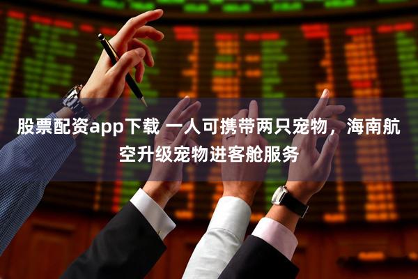 股票配资app下载 一人可携带两只宠物，海南航空升级宠物进客舱服务
